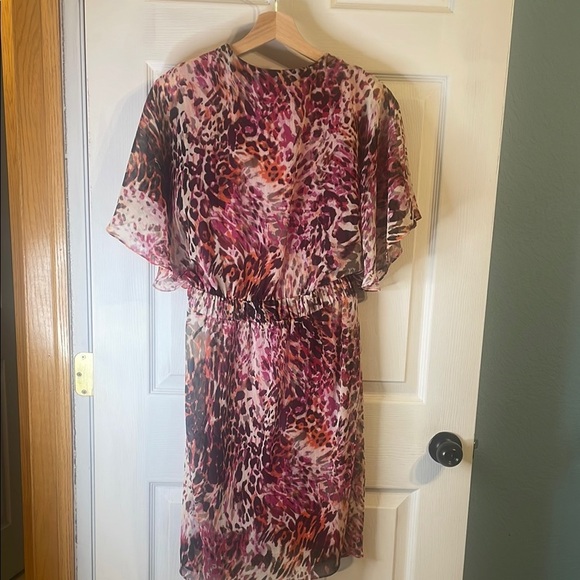 Donna Ricco Red and Pink Ruffled Wrap Midi Dress size 10 - Picture 5 of 5